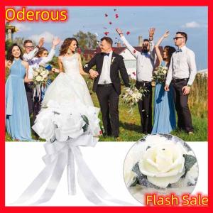 Oderous Hand Bunch Bridal Holding Flower Artificial Rose Silk Bouquet Bridesmaid Decor