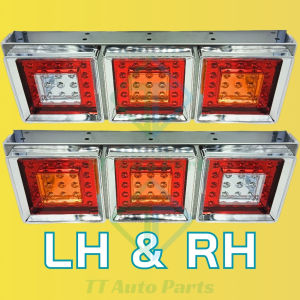 Lampu Belakang LED Light 60cm Petak KROM 12V-24V Universal Tail Lamp Trak Treler Lori Signal Brake Reverse Malam