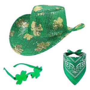 Sequins Festival Hat Set Comfortable Green Hat Cultural Event Hat Party Headwear for Festivals and Gatherings