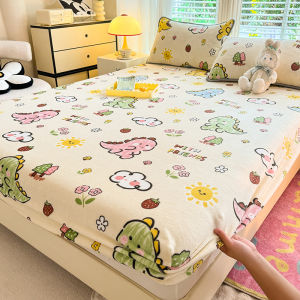 Thicken Warm Soft Flannel Quilted Elastic Mattress Cover Winter Velvet King Queen Bed Sheet Mattress Protector Cover Bedspread