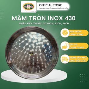 Mâm tròn lớn Inox loại dày chắc chắn sáng bóng nhiều size từ 60cm 62cm 66cm