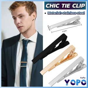 YoPo Stainless Steel Chic Necktie Tie Bar Clasp Clip Formal Occasion Tie Accessories Silver Gold Black