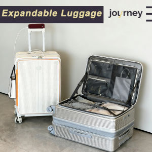Expandable Travel Luggage Bag 20/22/24/26 Inch Front Opening Silent Wheels Cup Holder Suitcase Beg Luggage Bagasi Koper 旅行箱