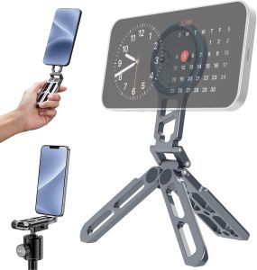 Magnetic Pocket Phone Tripod Foldable Compatible with Magsafe for iPhone 17/16/15/14/13/12 Plus Pro Max Series UpgradeCell Phone Tripod Mount Handle Smartphone Desk Stand Travel All in One