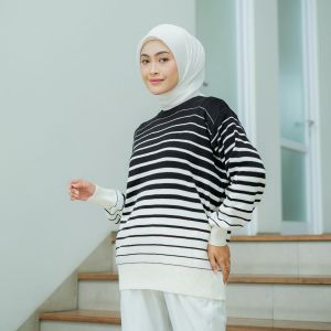windy strip blaster sweater rajut tebal oversize jumbo wanita terbaru 2024 kekinian
