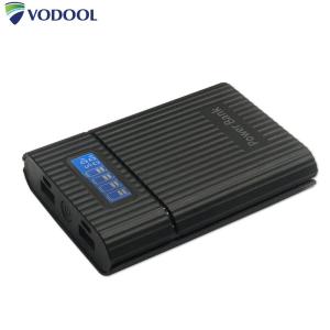 VODOOL DIY Battery Charge Storage Box LCD Digital Display Portable Fast Charging Phone Power Box Dual USB Output with LED Flashlight for Rechargeable Battery
