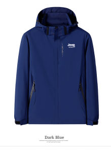Jeep Men and Women Solid Color Outdoor Coat Waterproof and Wearable Mountaineering Detachable Hooded Jacket