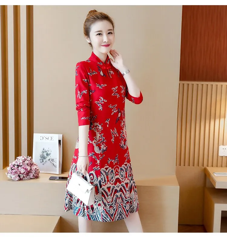 Elegant Qipao Dress Two piece Set Stand Collar Half Sleeve - Temu