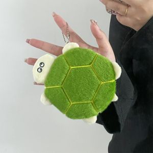 MUSCLEX Hanging Ornament Plush Turtle Pouch Mini Size Kawaii Style Coin Bag Pendant Cute Zipper Closure Lipstick Earphone Bag For Student
