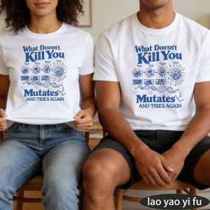 [Local Stock] HBESTY  What Doesnt Kill You Mutates And Tries Again Crew Neck Men Summer Cotton Tee Bio Mutation DNA Graphic Holiday Casual Tee