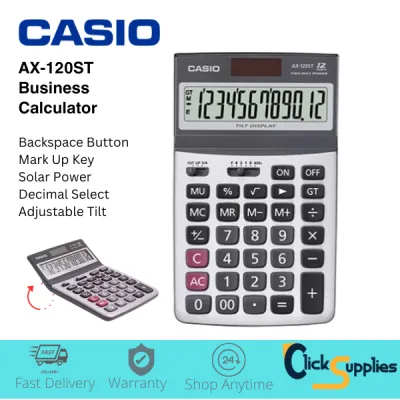 Casio AX-120ST Desktop Calculator with Backspace Mark Up Key and Adjustable Tilt Display - for accountancy business or finance