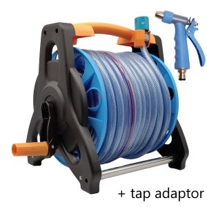 20M 25M 30M 35M Multi-Function Garden Hose Reel with Spray Gun Set for Car/Bike/Van Wash - Durable Watering System for Balcony/HDB MSCP