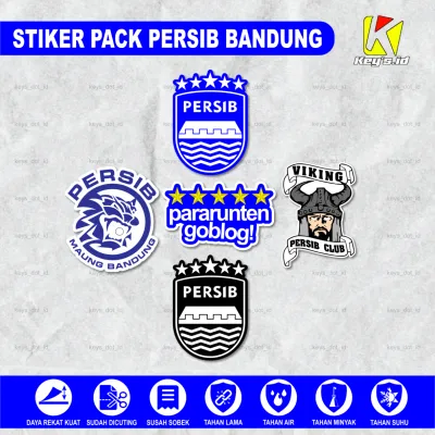Stiker Pack Persib Bandung 5 Bintang Waterproof Vinyl Sudah DiCutting Untuk Motor Mobil Hp Laptop