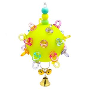 Colorful Hanging Bird Toy Chewable Rubber Ball Parrots Chewing Toy For Parrots Cage Enrichment and Entertainment