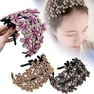 WELLNOW Flower Hairband Anti-slip Crystal Rhinestone Hair Claws Elegant Hair Accessories for Girl
