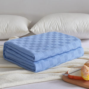 Solid Color Japanese Cotton Thread Blankets Skin-friendly Nap Air Conditioning Sofa Throws Blanket Thin Summer Bedpread