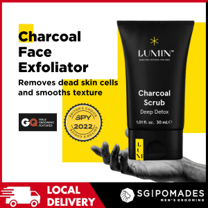 Lumin Charcoal Scrub Deep Detox for Men - Charcoal Face Exfoliator Refreshes Skin - SGPomades Official Retailer
