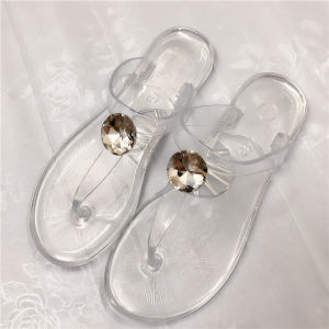MANXIXI Fashion Women Flip Flop Bohemian Style Beautiful Rhinestone Pearl Jelly Flat Slippers (Size 36-41)