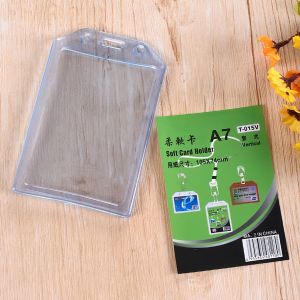 1Pc Double Sided Transparent ID Badge Holders Heavy Duty Plastic Card Case for Students Nurses Doctors Staff Card
