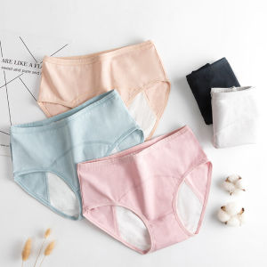 (SG Seller) 5 Pcs Women Underwear Mid Waist Menstrual Period Panties Cotton Plus Size Leak proof Period Underpants Plus Size Leakproof Breathable Female Waterproof Underpant