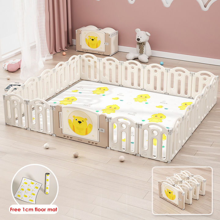Queen Size Baby Playpen for Baby with Foam Easy Install Baby Play Fence for  Baby with Mat Big Play Pen for Toddler