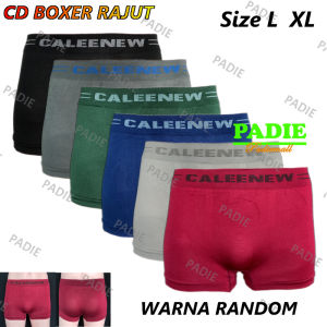 PADIe - 3 Pcs Celana Dalam / CD Boxer Pria Laki Cowok Spandek Rajut FASHION MAN Tanpa Jahitan Size L XL XXL