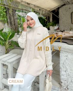 Baju atasan wanita Moana Knit Shirt by Mdly Baju rajut comfy Atasan knit lengan panjang