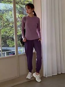 2026 Hot Sale [ Shipped from China ] Breathable quick-dry fitness suit for plus-size women mm Spring and summer running cycling and yoga outfit two-piece set with long pants and top B3