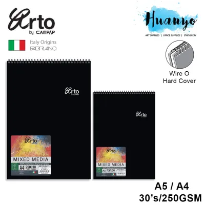 Campap Arto Fabriano Wire O Hard Cover Mixed Media Portrait Sketch Book (A5 / A4 250gsm 30 Sheets)