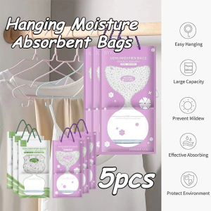 500ML Hanging Moisture Absorbent Bags Anti-Mold Desiccant Packets Wardrobe Cabinet Dehumidifier Bag