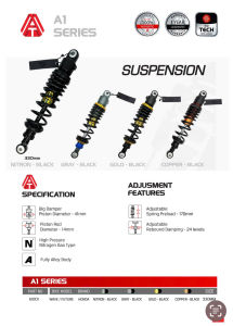 Phuộc ATR Không Bình Dầu Giảm Xóc Sau Wave V2 Size 330mm Tăng Chỉnh Thật Lắp Mọi Loại Xe Tặng Free Tem Mod