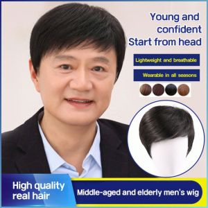 Hairpin Lightweight and Breathable Hair Piece Coverage of Hair Loss Linen Yellow Real Hair Realistic