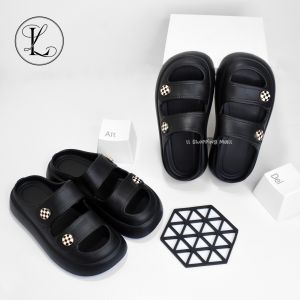 Hilos Slip On Wanita Strip Ban Dua Karet EVA New Model Style Korea