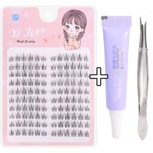 120กลุ่ม/กล่องต่อกิ่งก้านเรียวสีดำขนตาปลอมขนตาปลอมขี้เกียจธรรมชาติด้วยกาวแหนบ