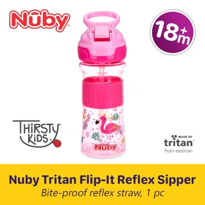 Nuby 18m+ Tritan Thisty Kids Flip-It Reflex Toddler Straw Cup 12oz