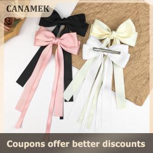 【 CANAMEK 】 Vintage Large Bow Hair Clip Trend Long Ribbon Hairpins Barrettes Headwear For Women Girl Hair Accessories Wedding Jewelry