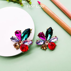 Her Lab Jewelry | Pure gold wedding bridal earrings real diamond K gold earrings beautiful earrings sparkling earrings made of zirconCreative Design Fashion Accessories Crystal Stud Earrings Womens Set free for a small gift