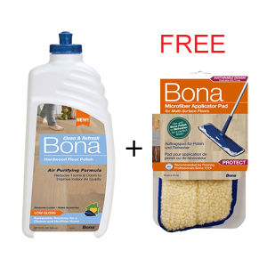 Bona Air Purifying Low Gloss Hardwood Floor Polish with Free Microfiber Applicator Pad