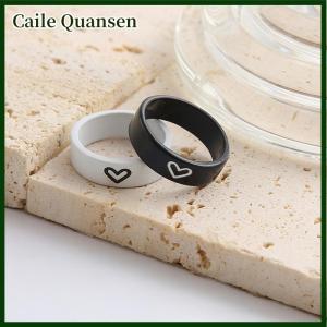 Caile ชุดแหวนคู่สีดำและสีขาวแหวนนิ้วมือน่ารักง่ายสำหรับผู้หญิงเครื่องประดับแฟชั่น