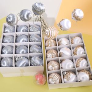 ZHUWE 12pcs Shatterproof Christmas Ball Set 6CM Delicate Christmas Tree Decoration Pendant DIY Supplies Creative Hanging Ornament Xmas