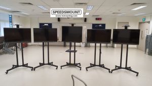 [SG Seller]32-65 INCHTV stand Floor monitor Kiosk  Mobile cart With Wheels Adjustable Height SPEEDSMOUNT jamboard smartboard AV laptop shelf  vertical or horizontal mounting landscape or portrait view