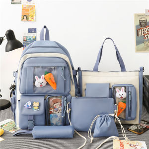 IELGY Student light and leisure four-piece large-capacity backpack class book bag