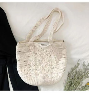 แบบใหม่ กระเป๋าสานถักเชือก กระเป๋าสะพายไหล่ น่ารักมาก ช่องใหญ่ใส่ของได้เยอะ พร้อมส่งจ้า