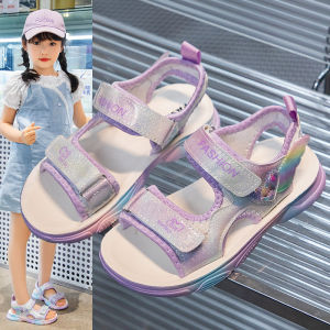 Sandal bé gái đính kim tuyến hình elsa dễ thương Xăng đan & Dép bé gái thoáng khí Dép quai hậu bé gái da mềm đế êm chống trơn trượt - Mẫu mới nhất ĐT126