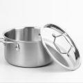Famco 3.6 Quart Casserole 20cm, Tri-ply stainless steel construction, Rust-resistant, Induction compatible, Aluminum core, Even heating, Everyday use, Good for 8 servings, Double handles, Sleek Timeless design. 
