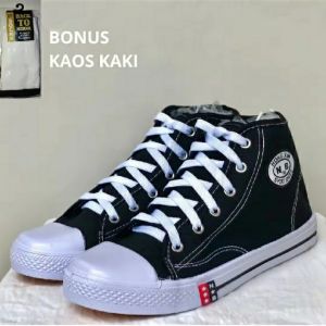 SEPATU SEKOLAH N/B BOT HITAM PUTIH TALI + KAUS KAKI SEPATU SEKOLAH SDSMPSMA TOP SELLER