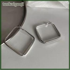 tuokaiguoji Thời Trang Màu Vàng Lớn Vuông Hoop Bông Tai Cho Phụ Nữ Phóng Đại Kim Loại Hình Học Không Thường Xuyên Vòng Tròn Bông Tai Đồ Trang Sức