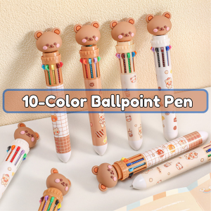 10-in-1 Multicolor Ballpoint Pen 10 Colors Cute Cartoon Ballpoint Pen for Office School Supplies Students Children Gift