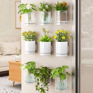 Plastic Hydroponic Wall Planter Self-Adhesive Double Layer Wall Mounted Planter Creative Decorative Wall Hanging Vase For Home