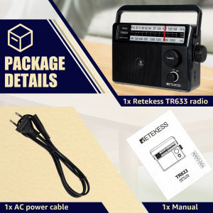 Retekess tr633 AM FM Đài phát thanh với tiếp nhận tốt nhất đài phát thanh di động tuổi thọ pin dài chất lượng âm thanh cao cắm vào tường ăng ten ngoài jack đài phát thanh được hỗ trợ bởi 4 pin AA hoặc AC thích hợp cho người cao niên nhà